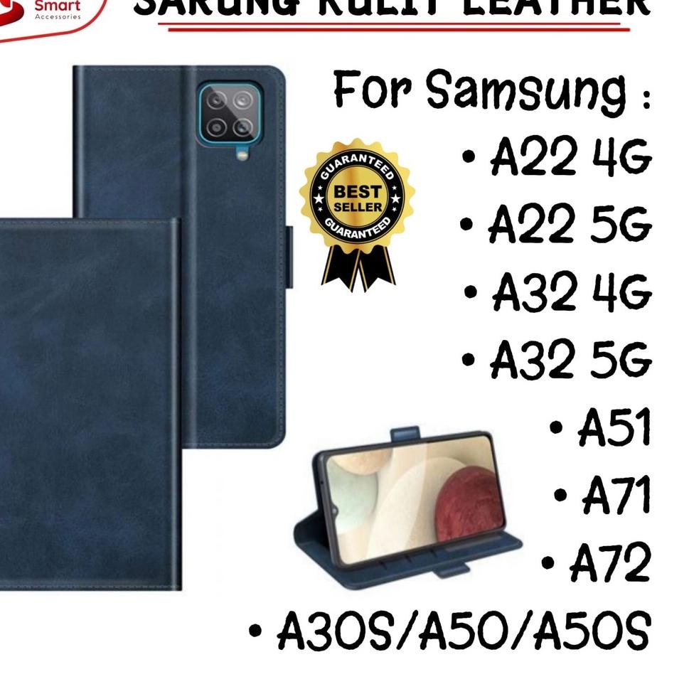 [PRODUK IN6CR] Sarung Kulit Samsung A22 A30S A32 4G 5G A50 A51 A50S A71 A72 Flip Case Leather Cover 