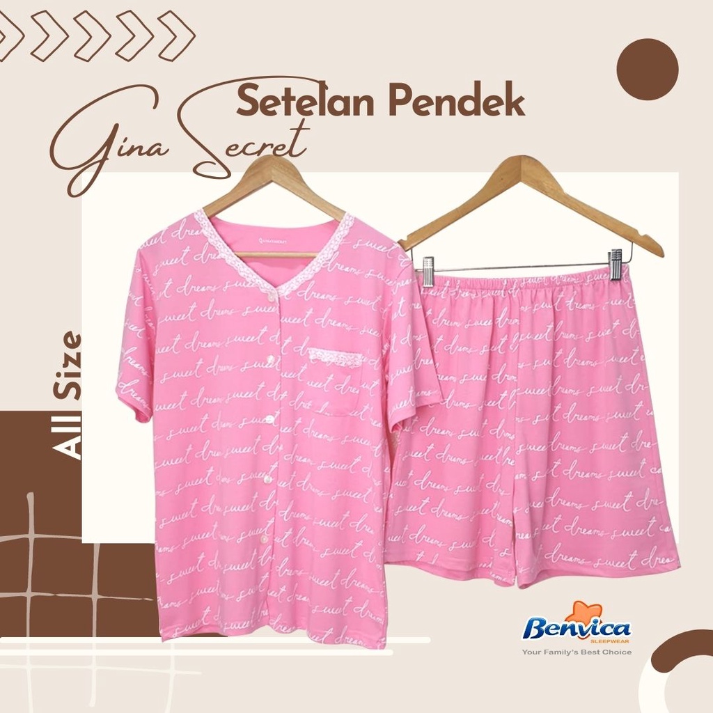 BAJU TIDUR CELANA PENDEK KAOS GINA SECRET - ALL SIZE