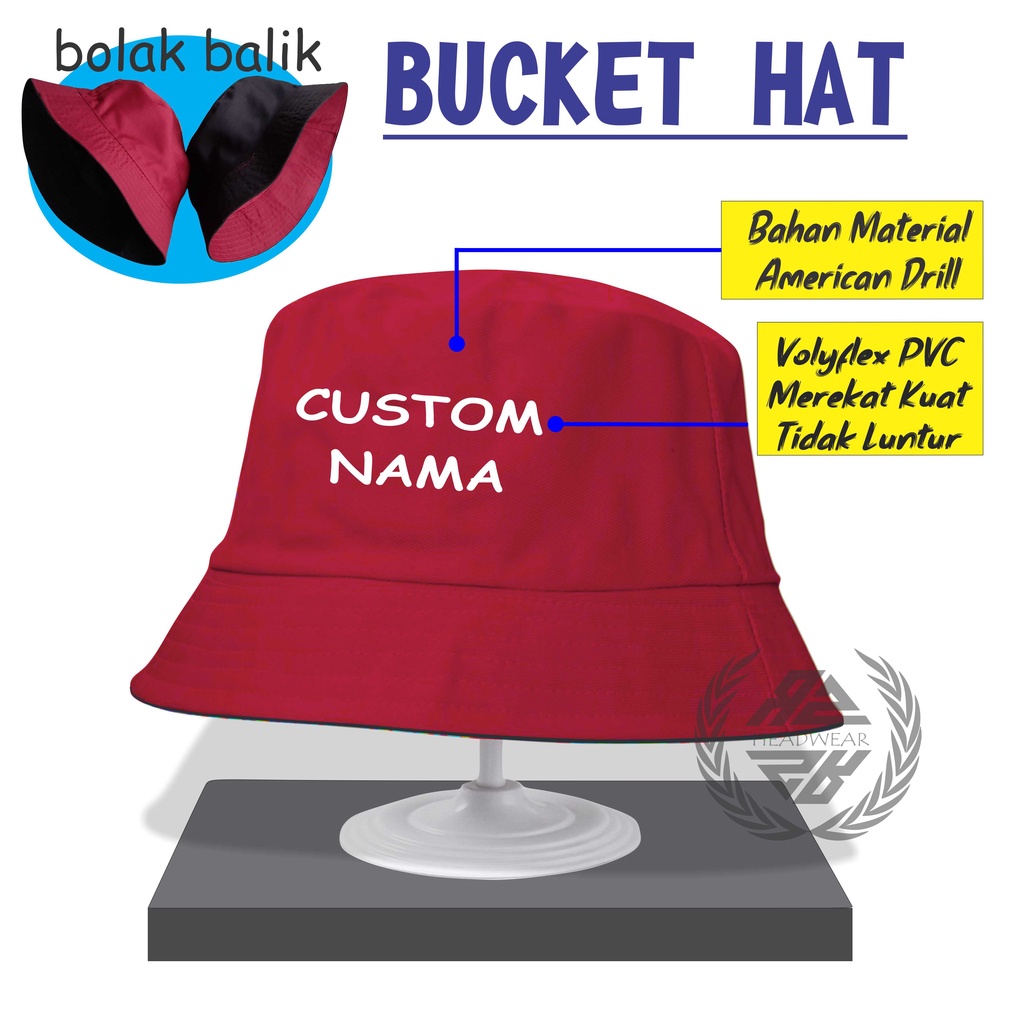 Bucket Hat Custom Nama Bucket Untuk Laki Perempuan Harga Murah