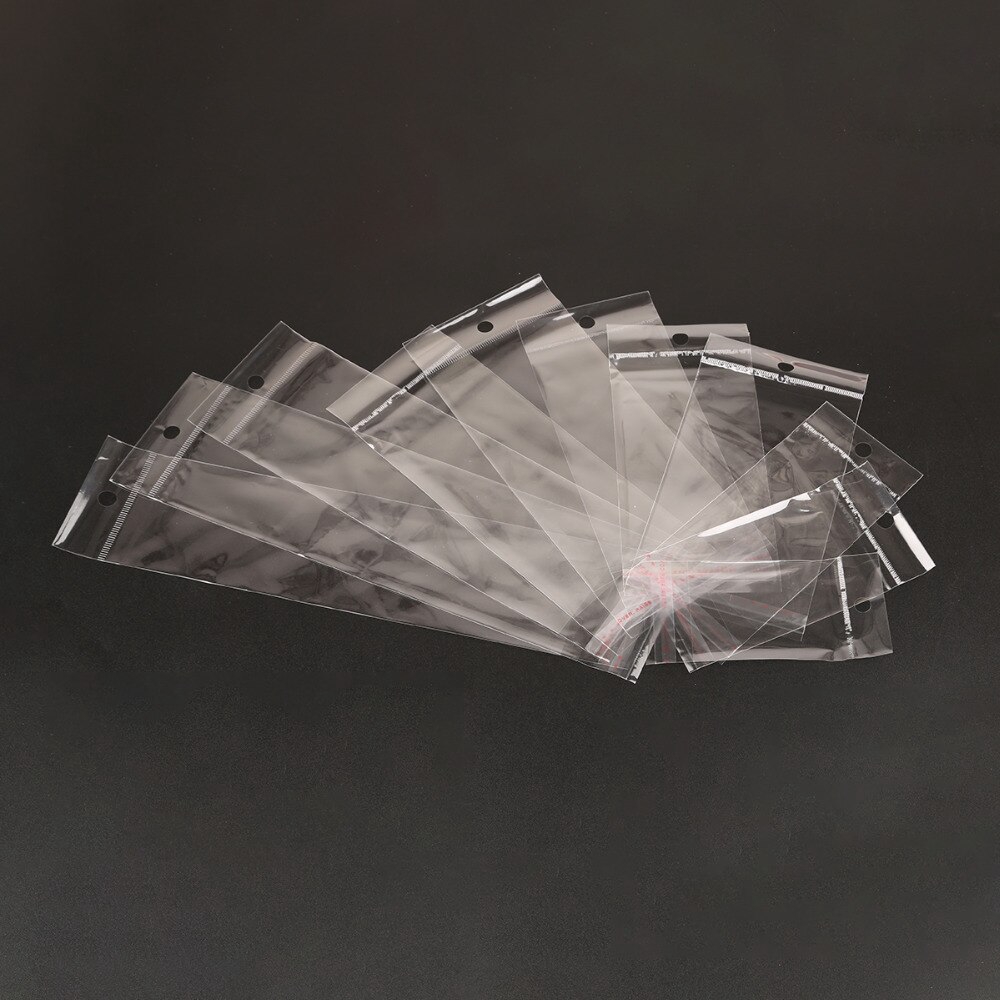 100pcs Kantong Plastik Opp Poly Pack Transparan Dengan Lubang Gantung