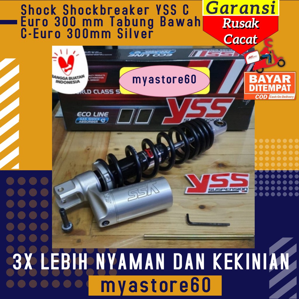 Shock Shockbreaker Shockbreker YSS C Euro 300 mm Tabung Bawah C-Euro 300mm Silver Universal Matic