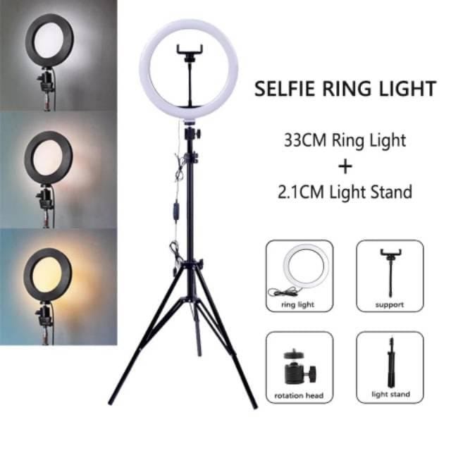 (N) RING FILL LIGHT LED BESAR 26cm/LAMPU MAKE UP + Tripod 55cm / 1.1M / 1.6M / 2.1M