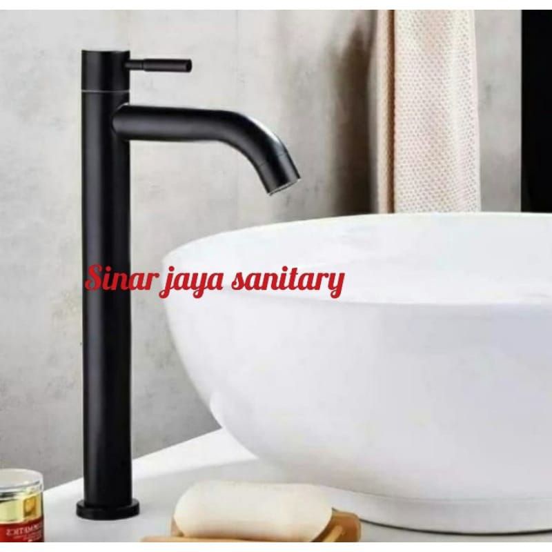Kran wastafel panjang 30cm / kran cuci tangan / kran wastafel hitam
