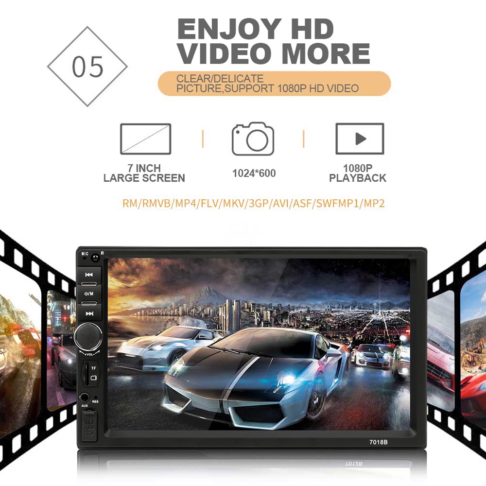 Head Unit DHD 7018B Radio Mobil HD IOS/Android Mirrorlink Mobil MP5 Multimedia Player Layar Sentuh Stereo HD dengan tv Dukungan Bluetooth Radio FM/USB/kartu TF Fungsi Mirrorlink Full Touch Screen