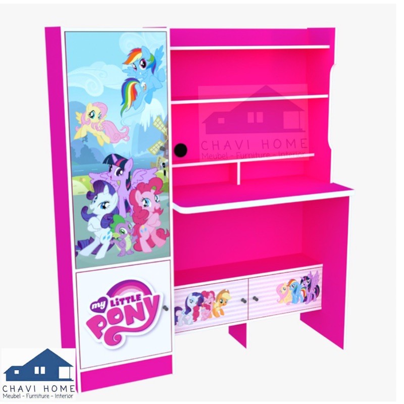 Meja belajar ponny meja belajar my little pony lemari buku anak study desk karakter