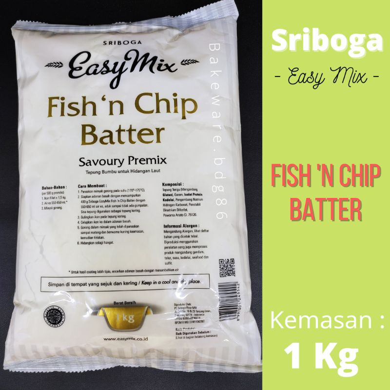 

SRIBOGA EASY MIX FISH AND CHIP BATTER 1 KG TEPUNG PREMIX