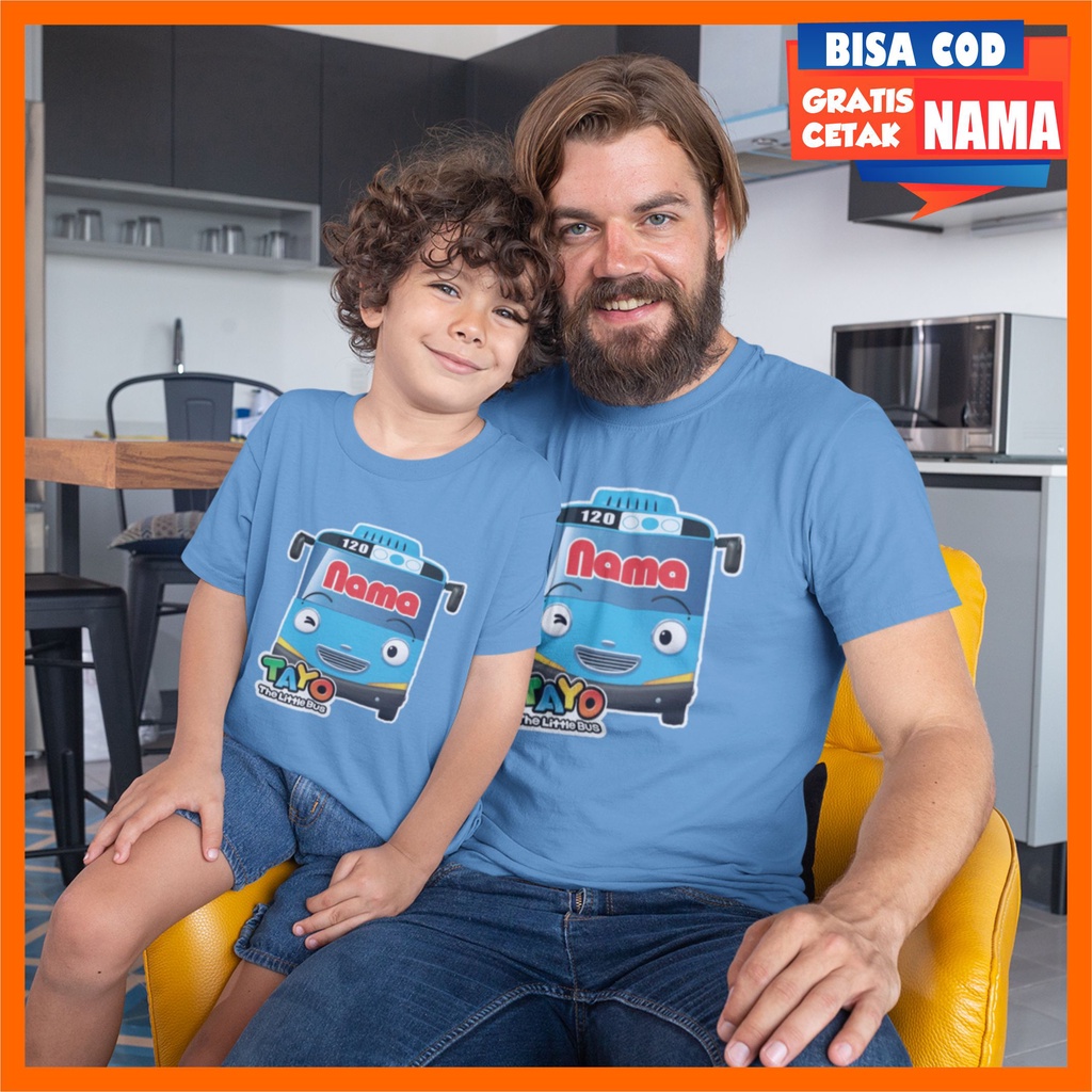 Baju Kaos Tayo Dewasa Laki laki Pria Banyak Moitf Tayo Gratis Cetak Tulis Custom Sablon Nama