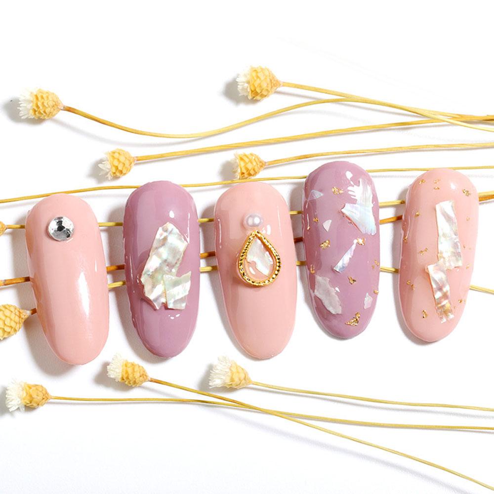 AUGUSTINA Agustina Nail Art Abalone Slice Wanita Gadis Jepang Warna-Warni Alami DIY Manicure Aksesoris Perhiasan Kuku 3D Dekorasi Nail Art