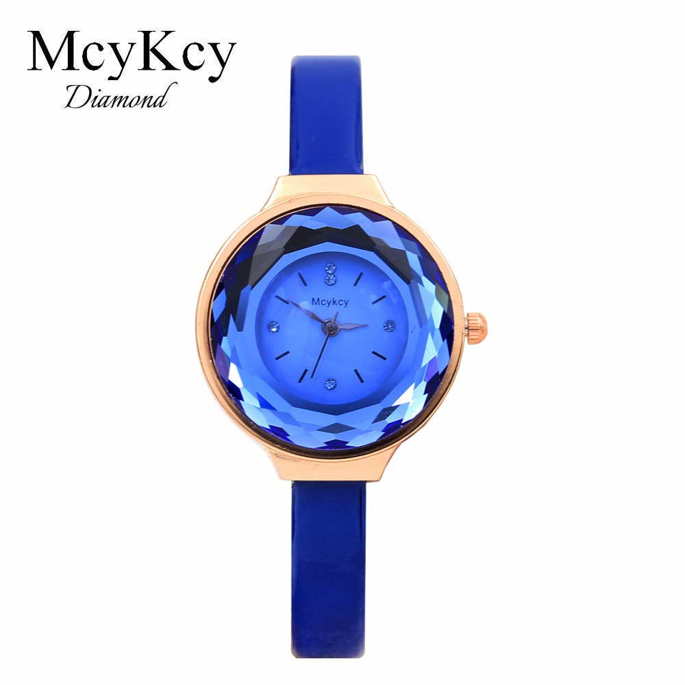 Mcykcy Diamond - Biru - Jam Tangan Leather Fashion Wanita - Model Analog