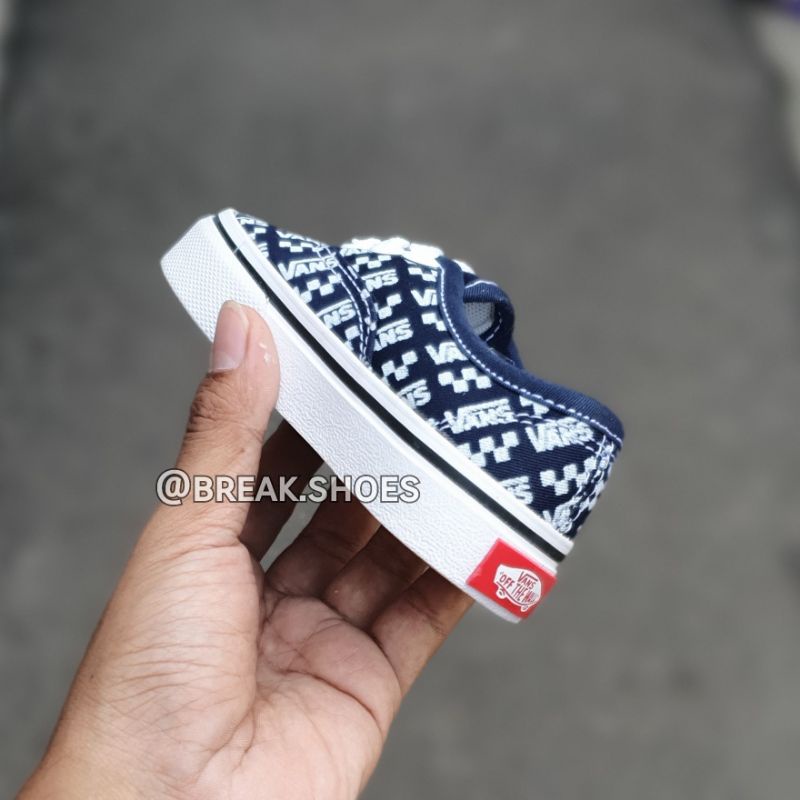 Sepatu anak autentik tali navy putih/ alas kaki anak laki dan perempuan