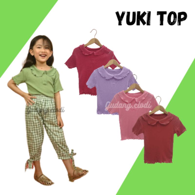 YUKI TOP 2-4 tahun atasan anak perempuan krah rajut