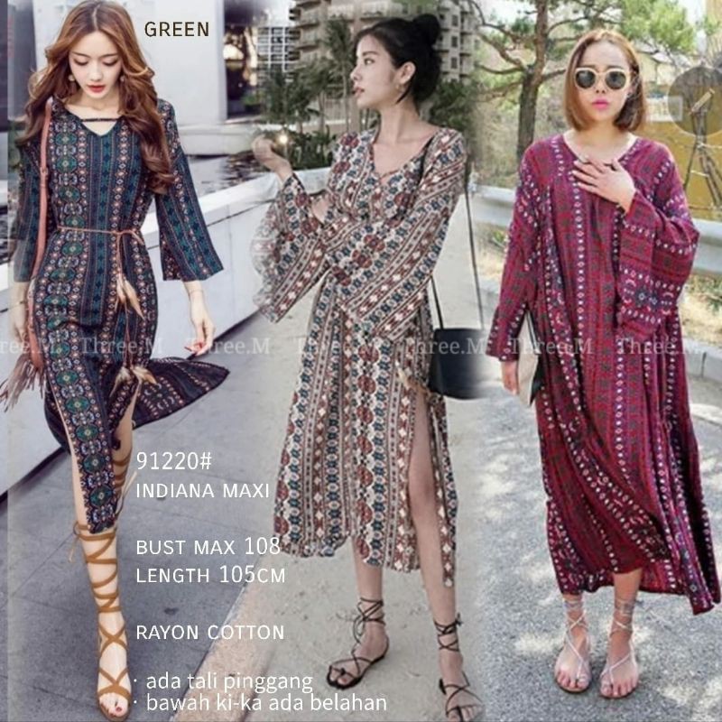 ER03-085A 91220 INDIANA LOOSE MAXI DRESS BAJU IMPORT
