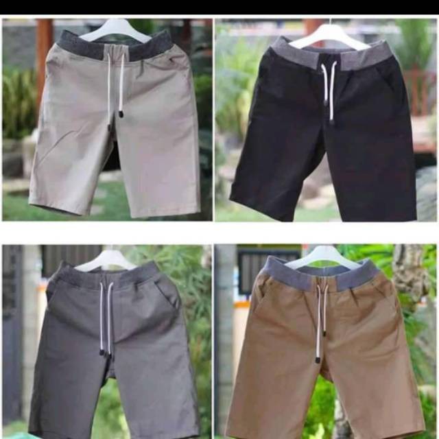 Celana Pendek Pria Cowok Dewasa Polos Distro Surfing Chino Karet Pinggang Kolor Chinos Katun twill