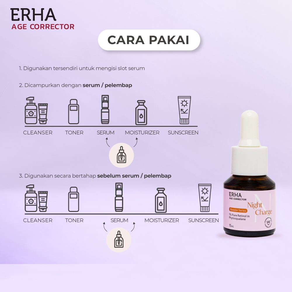 ERHA Serum Wajah Age Corrector Nightcharge Booster Serum - Malam Hari / BPOM