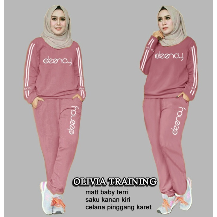 SMA TRAINING OLIVIA Baju Setelan Training Wanita,Pakaian Baju Setelan Olahraga Wanita,Baju Setelan O