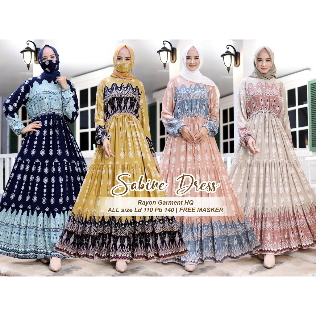 BUSANA MUSLIMAH MOTIF SABRINE GAMIS KANTORAN BATIK