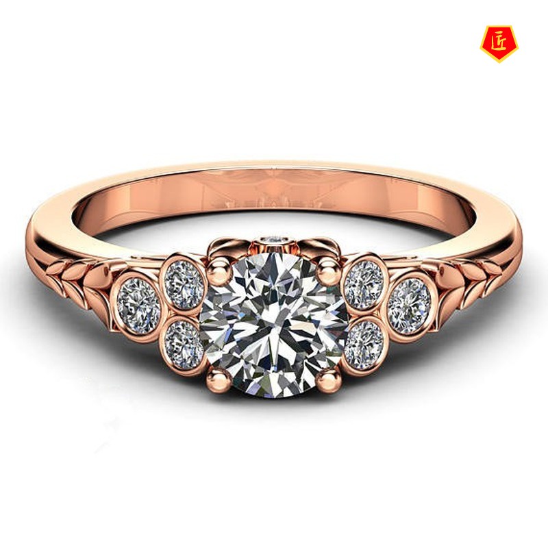 [Ready Stock]Fashion Elegant Diamond 14K Rose Gold Ring