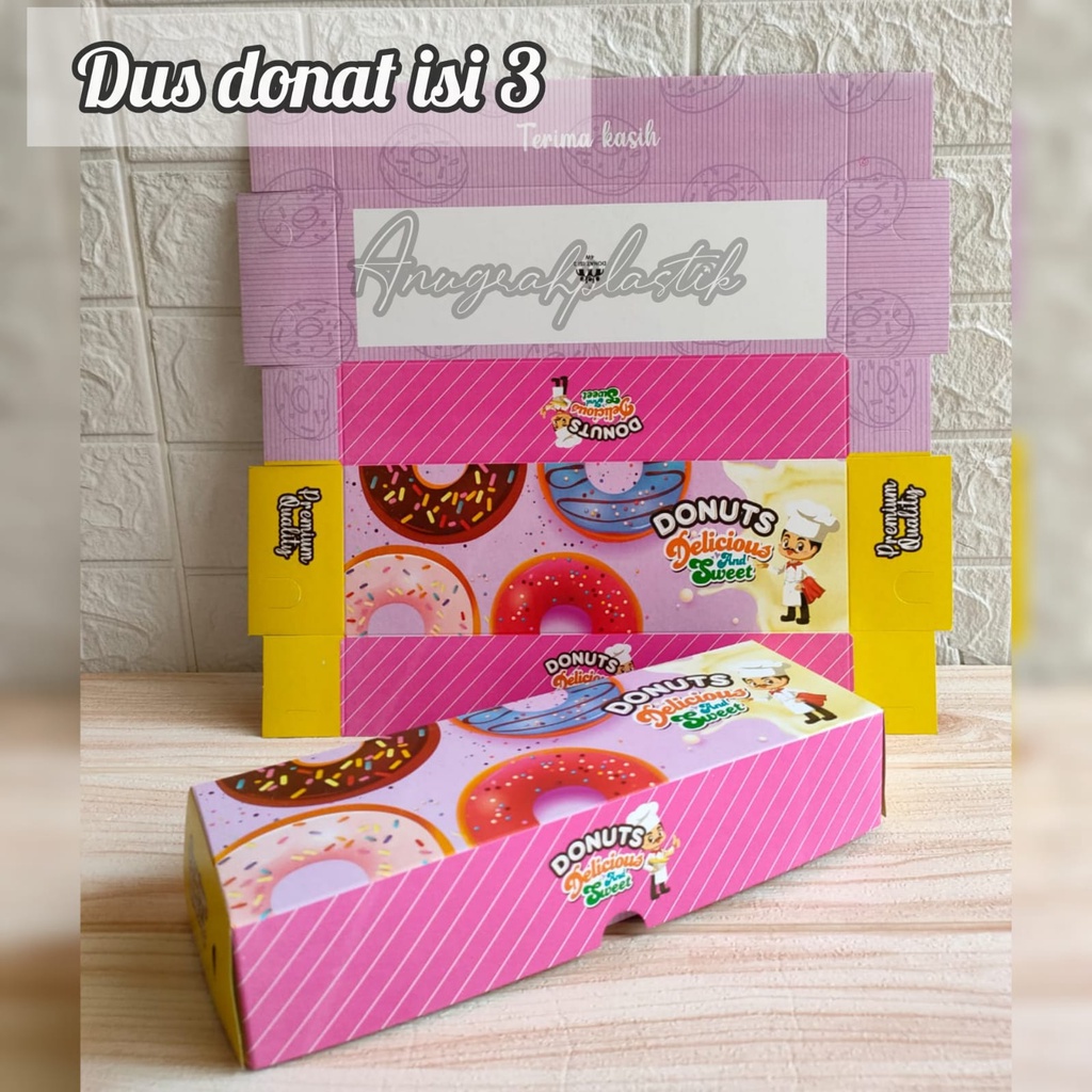 

Dus Donat uk. 27 x 9 x 5 Box Donut motif panjang isi 3 donat PER PACK