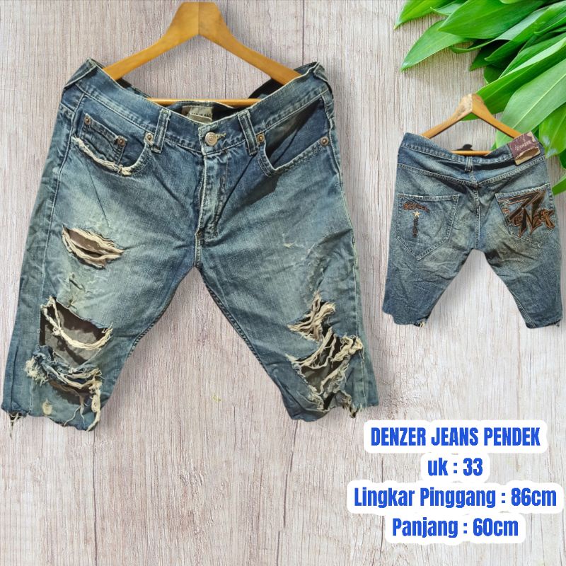 Preloved Celana Pendek ROBEK DENZER JEANS Size 33 Dark Blue Unisex Pria cowok wanita Cewek Cewe Seco