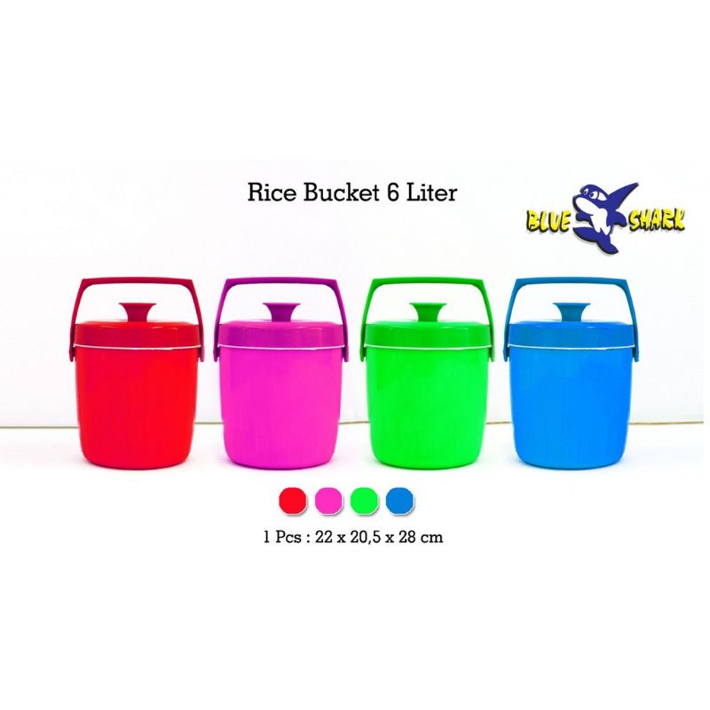 Blue Shark Rice Bucket 6 Liter / Termos Nasi / Termos Es / Tempat Penyimpanan Es Dan Nasi