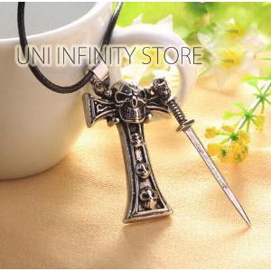 Jual JWNE0240 Kalung Pedang Tengkorak Unisex Pria Wanita Cowok Cewek Skull Sword Necklace Murah