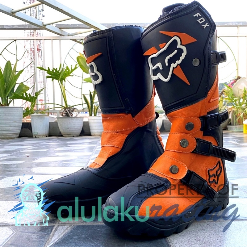 Sepatu Trail Boots SV Motocross MX Lokal Premium Best Quality - Orange Black