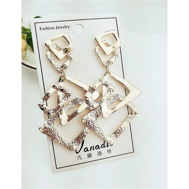 LRC Anting Tusuk Fashion Yellow Geometric Alloy Earrings F61252