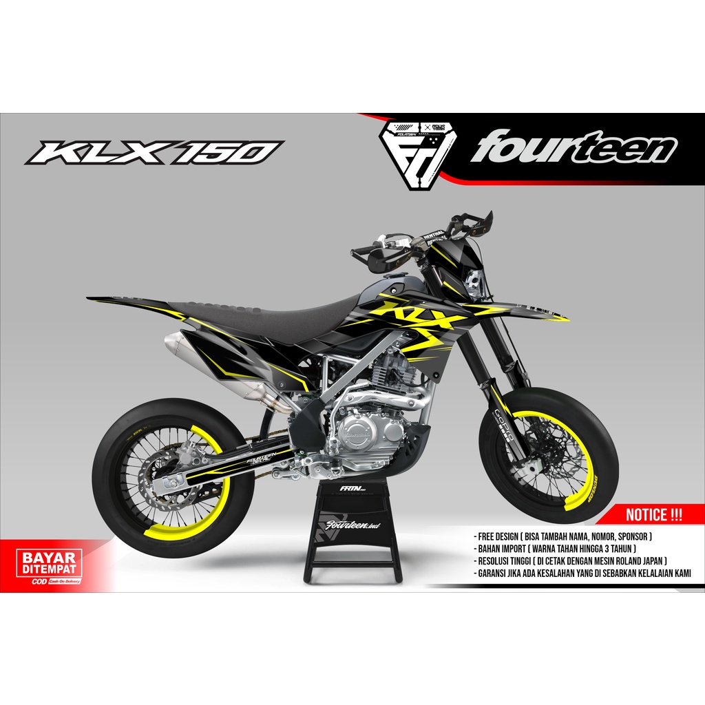 DECAL KLX 150 BF - stiker dekal klx full body custom KUNING SIMPLE