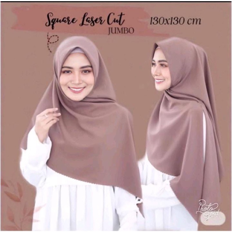 Hijab Syari Segi Empat Katun Laser Cut / Segi Empat Laser Cut Katun Premium / Hijab Segi Empat Lc Ka