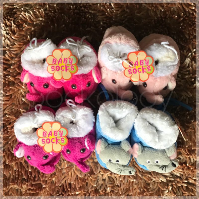 Sepatu bayi / baby newborn shoes kaos kaki bayi lembut tebal (gajah elephant marie cat minnie)