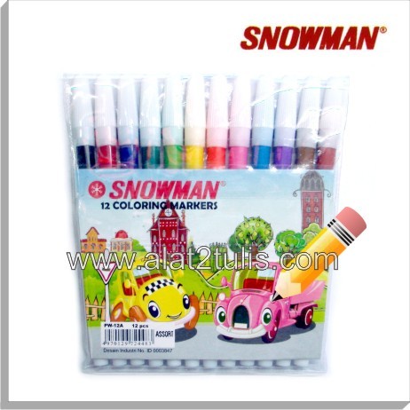 

tulis-alat-paket- snowman 12 warna pw-12a ( coloring marker ) -paket-alat-tulis.