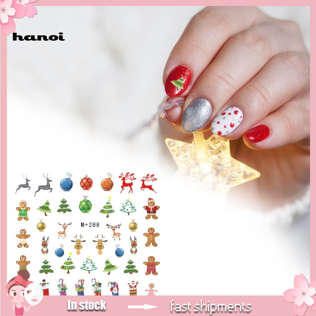 Han_stiker Kuku Ultra Tipis Tema Natal Untuk Nail Art / Manicure