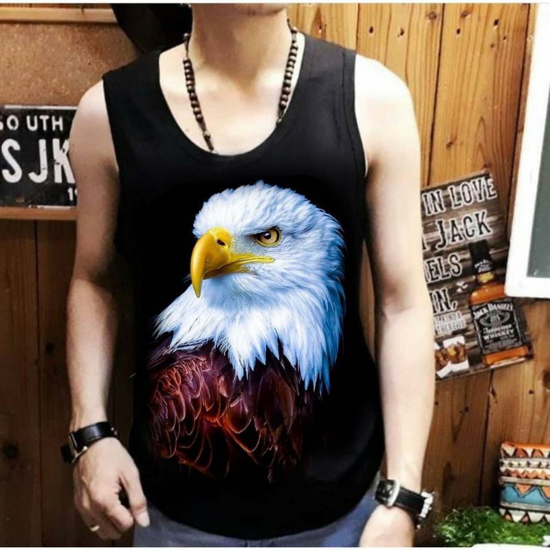 Singlet Pria Tanpa Lengan / Gambar Elang / UK M-L-XL / Shalch Trendy