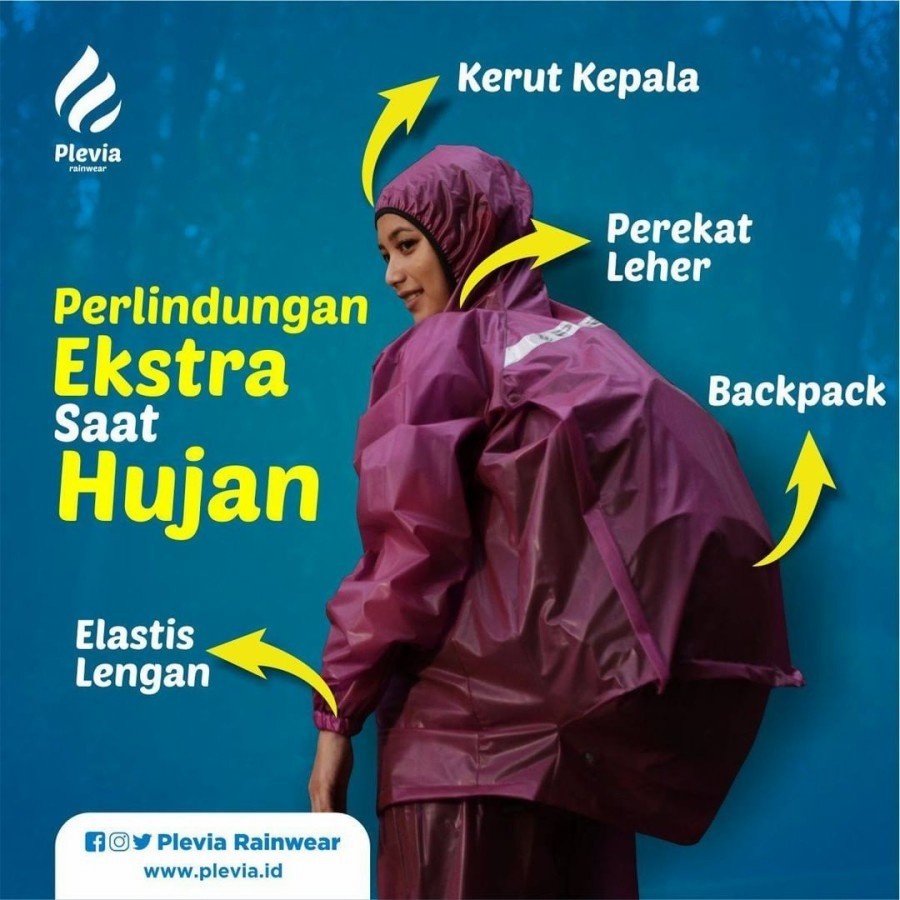 Jas Hujan Dewasa Pria Wanita Mantel Jaket Hujan Baju Celana PLEVIA Transparan BackPack Tas Punggung Diamond Adventure 7001