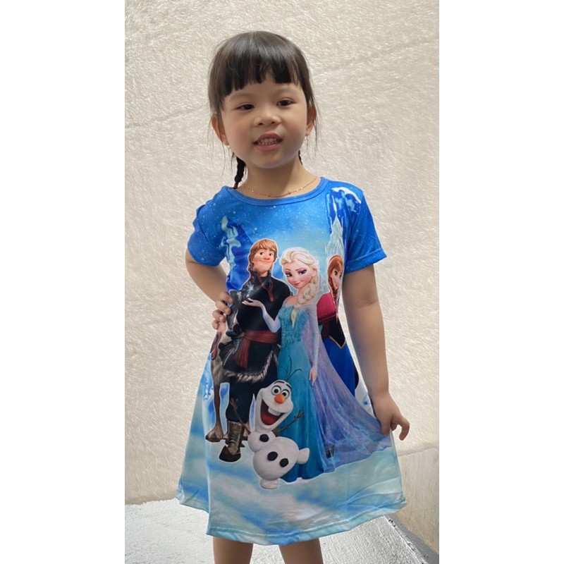 DRESS FROZEN ANAK / DRESS ANAK CEWEK / DASTER ANAK / DRESS PRINTING FROZEN