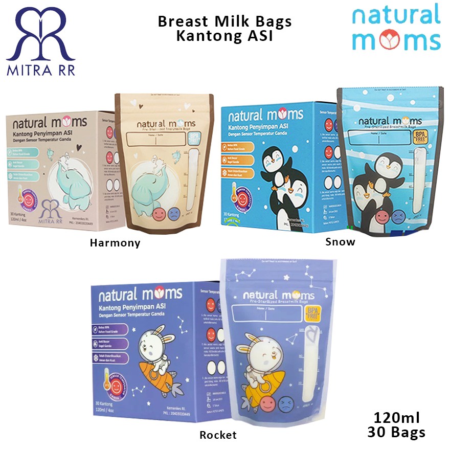 Natural Moms Breastmilk Storage Bags 100 Ml / 120 Ml / 150 Ml - Kantong Plastik ASI Natural Mom