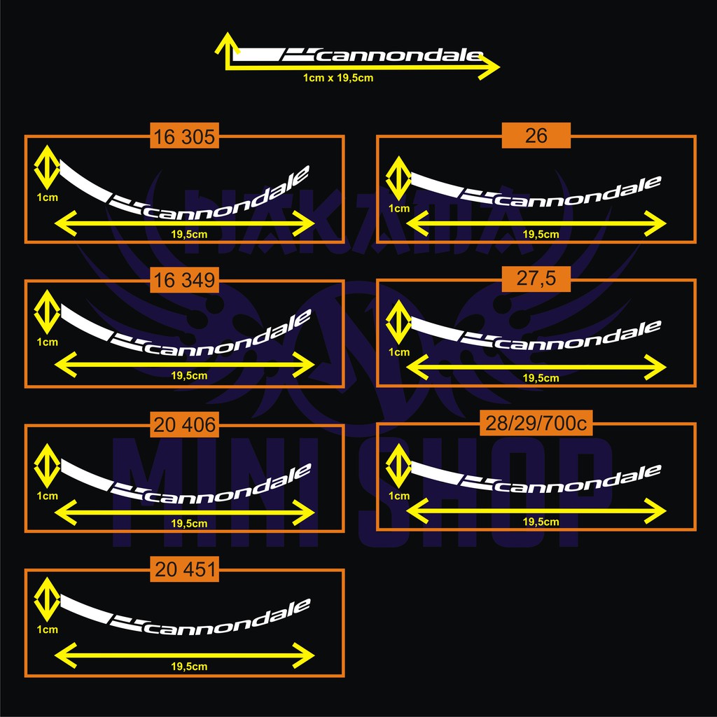 cutting sticker rim sepeda cannondale 1cm