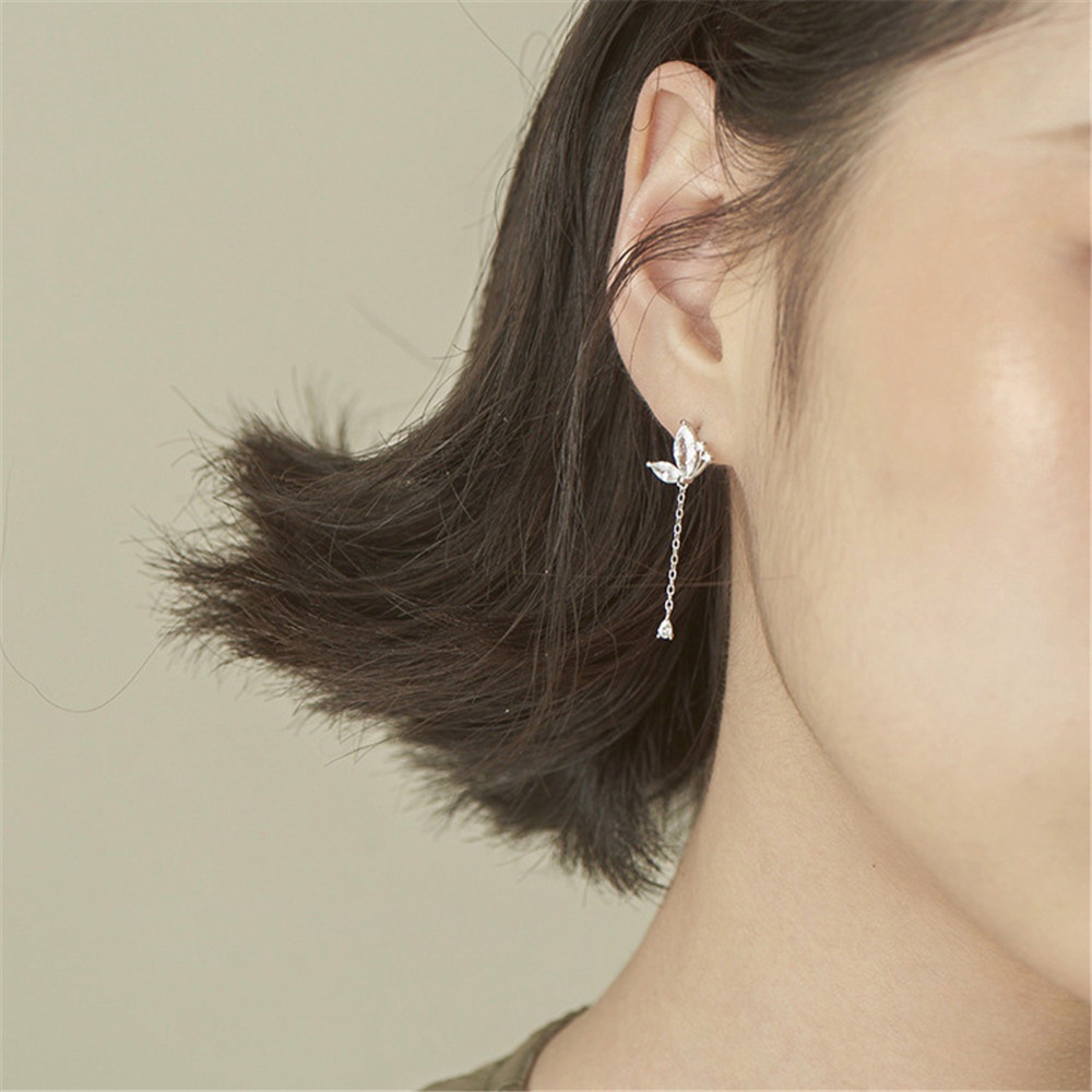 Anting Stud Rumbai Desain Hati Butterfly Gaya retro Elegan Untuk Wanita