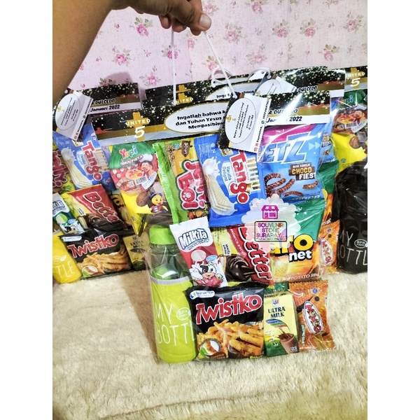 Paket Snack dan Souvenir X Large  || Souvenir My Bottle || Snack dan souvenir ultah || Paket snack ultah murah || snack label || Bingkisan Ulang Tahun