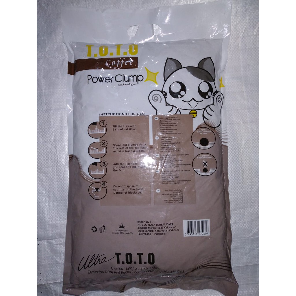 Pasir Kucing Merk TOTO 5 Liter - Gumpal Wangi