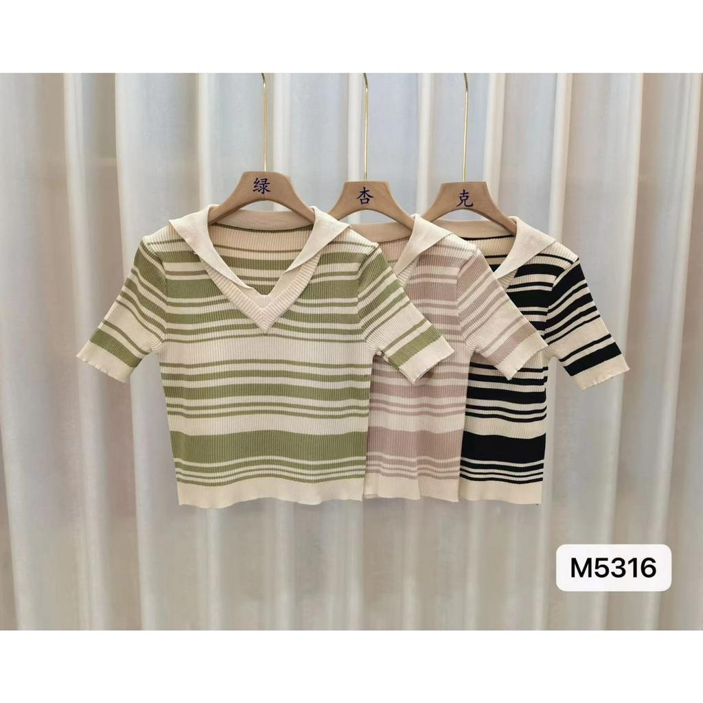Fina Polo V-neck Casual - Knit Korean Style - Atasan Wanita Rajut Import TM (M5316)