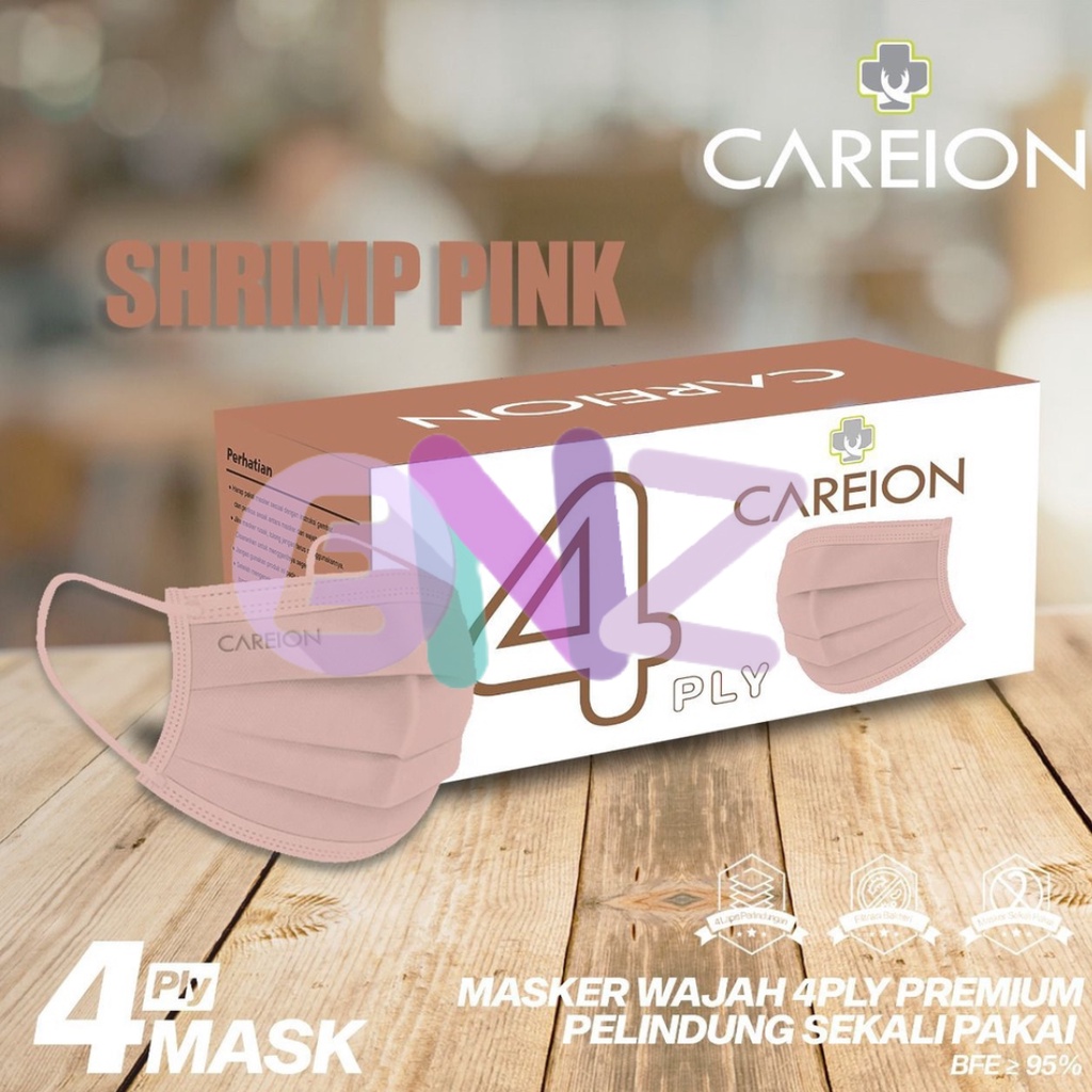 ENZ ® MASKER EARLOOP 4PLY 4 PLY CAREION EMBOSS PREMIUM HITAM PUTIH WARNA ISI 50 PCS UKURAN DEWASA 1002