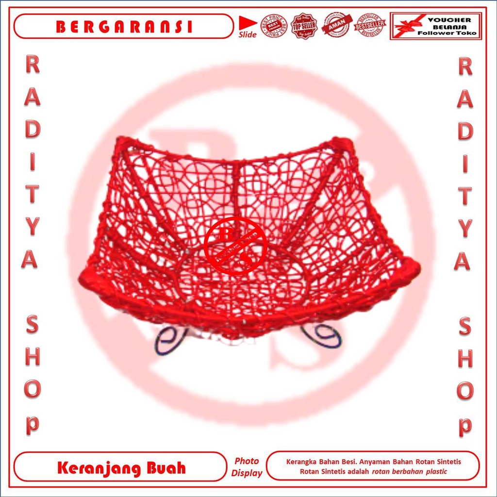 Tempat Buah Rangka Besi Lilitan Rotan Sintetis / RADITYA SHOP / Keranjang Rotan Buat Buwah / Rinjing