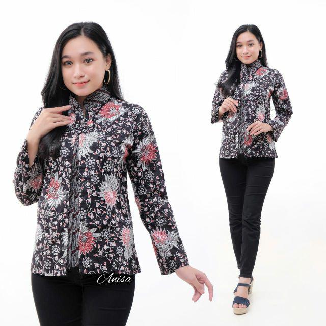 tey-17 Batik wanita ASJ SA HRB026 Kenongo Kemeja Tosca Pendek-CODE D