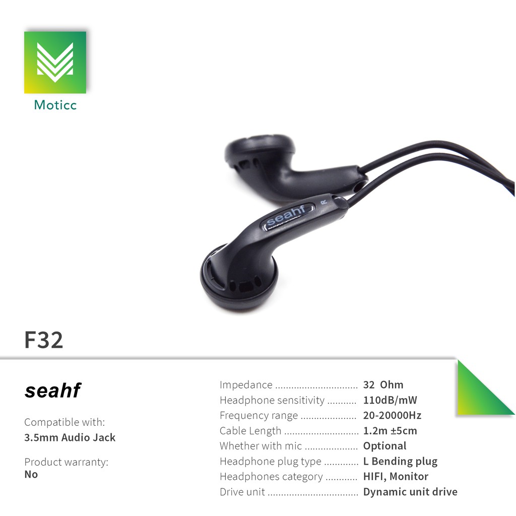 SEAHF AWK F32 32Ω 32 Ohm Earbud Headset Earphone SEAHF F32C F32M