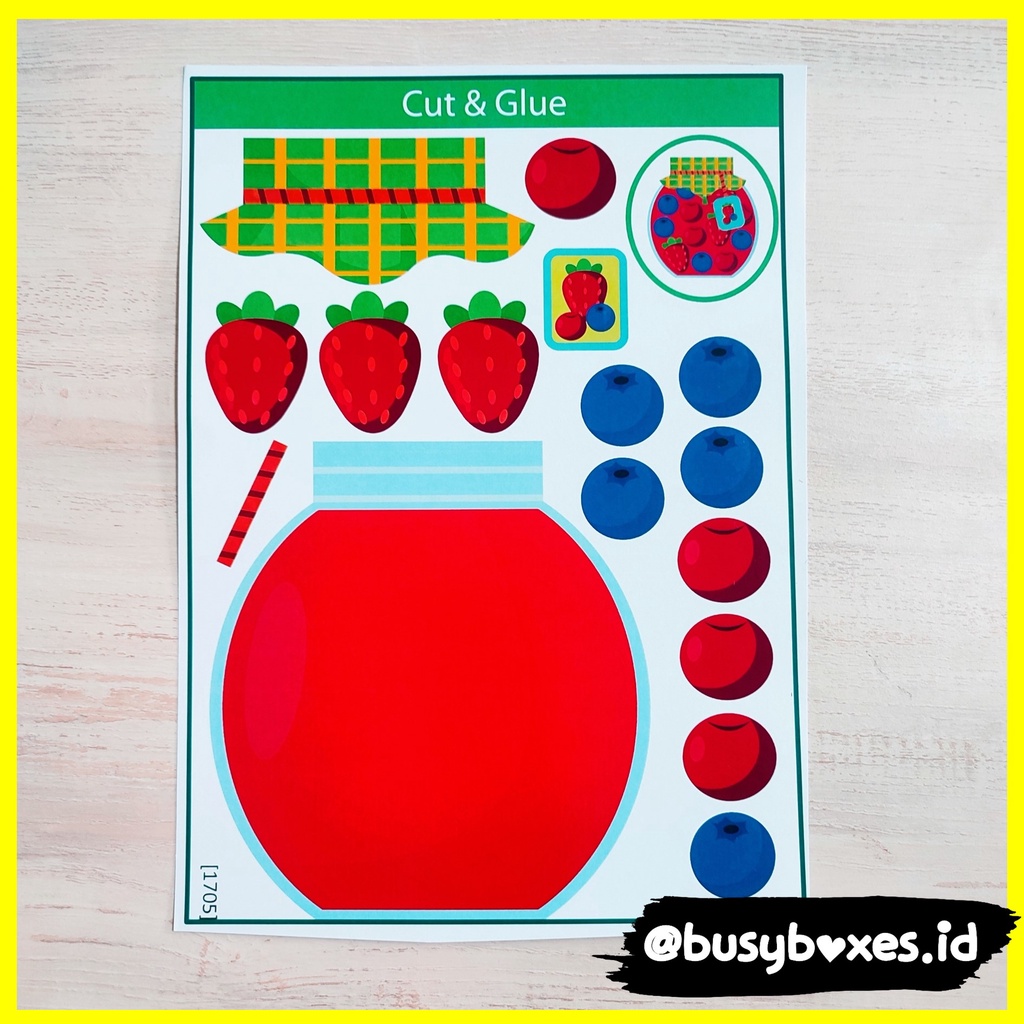 [busyboxes.id] Mainan Edukasi Anak 3 tahun mainan edukasi anak 2 tahun Aktivitas Menggunting dan Menempel Cut &amp; Glue Seri Buah dan Sayur Worksheet Gunting Tempel Cut and Glue