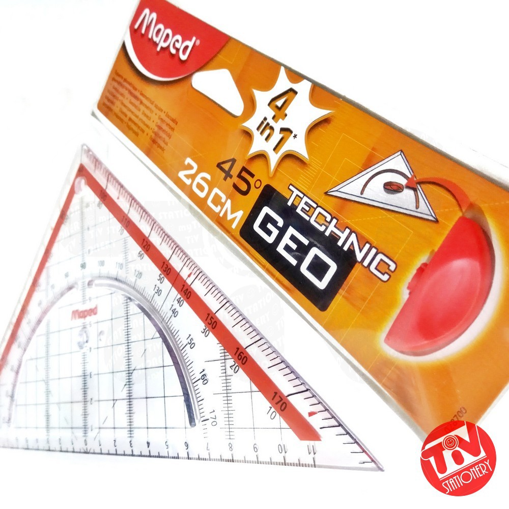 

Penggaris Maped Technic Geometric Set Square 4in1 (hypotenuse 26 cm)