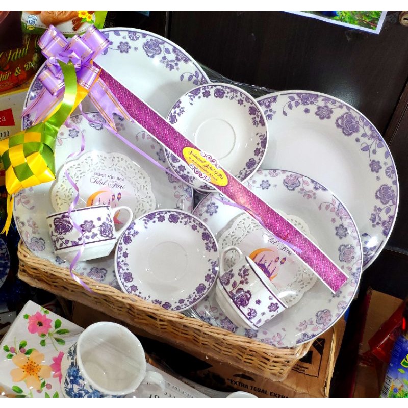 Jual Hamper lebaran keramik tea set parcel piring ramadan Shopee