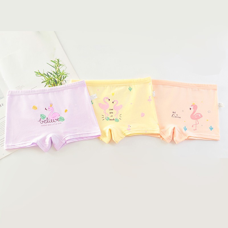 3PCS New Kids Celana Boxer Anak Flamingo Dan Princess CD Gaya baru Celana dalam