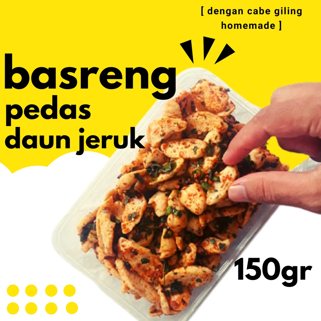 

Basreng Pedas Daun Jeruk Baso Goreng Bumbu Kering 150 gram